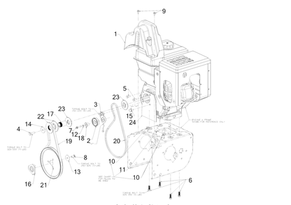 Engine Drive Diagram and Parts List for 3X26-INCHTRAC (31AH7DVX710)(2018) Cub Cadet Snow Blower